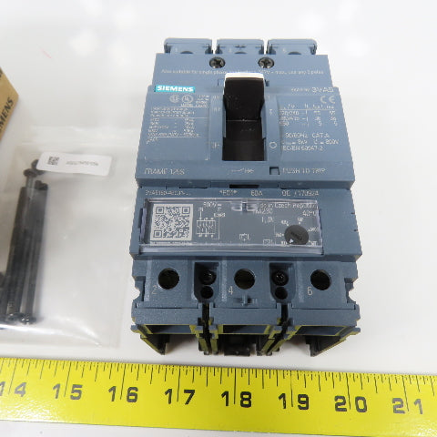 Siemens 3VA5160-4EC31-0AA0 60A Molded Case Circuit Breaker 600V Adjustable Trip