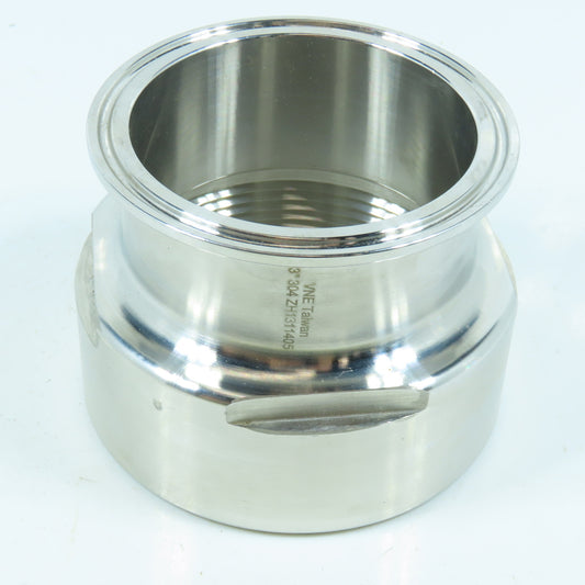 VNE EG22-6L3.0 3" Tri Clamp Adapter 304 Sanitary Stainless Steel Clamp x FNPT