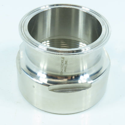 VNE EG22-6L3.0 3" Tri Clamp Adapter 304 Sanitary Stainless Steel Clamp x FNPT
