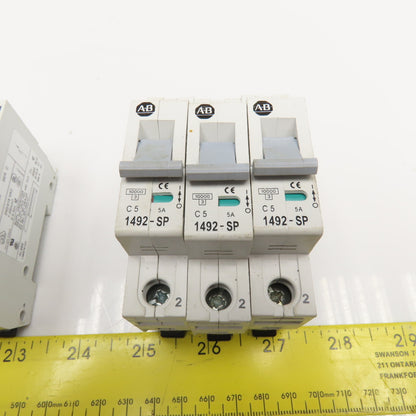 Allen Bradley 1492-SP1C050 Single Pole Circuit Breakers 240V 10, 5 Amp Lot OF 6