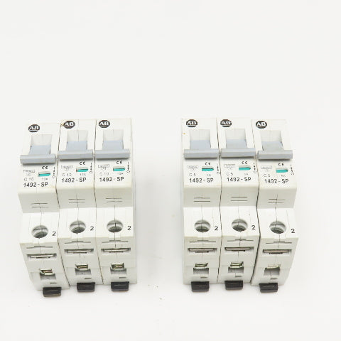 Allen Bradley 1492-SP1C050 Single Pole Circuit Breakers 240V 10, 5 Amp Lot OF 6