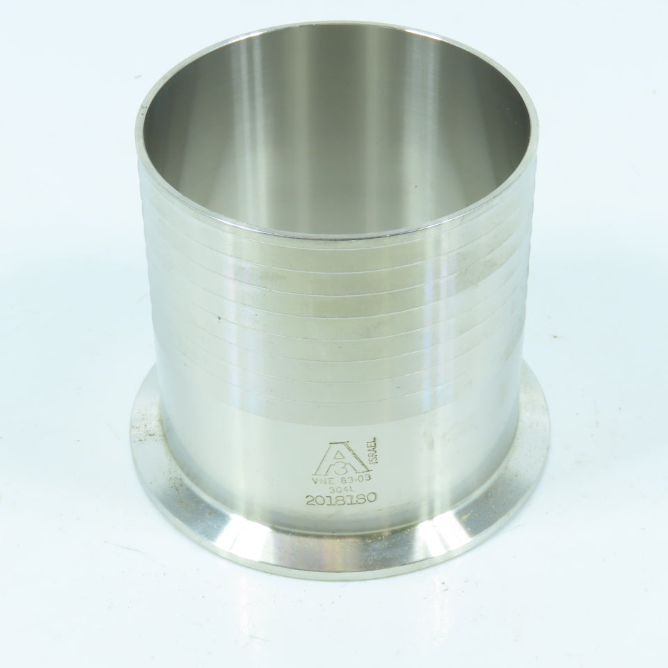 VNE 3" Tri Clamp Hose Barb Adapter 304L Sanitary Stainless Steel