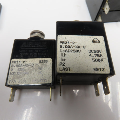 Airpax PR11-2 PR21-2 2 Amp 5 Amp Circuit Breaker 250VAC 50VDC Lot Of 4