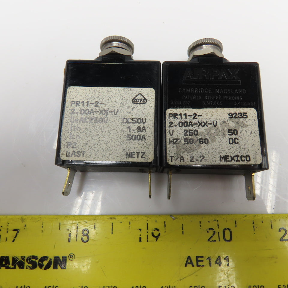 Airpax PR11-2 PR21-2 2 Amp 5 Amp Circuit Breaker 250VAC 50VDC Lot Of 4