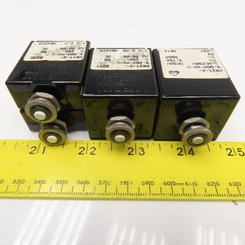 Airpax PR11-2 PR21-2 2 Amp 5 Amp Circuit Breaker 250VAC 50VDC Lot Of 4