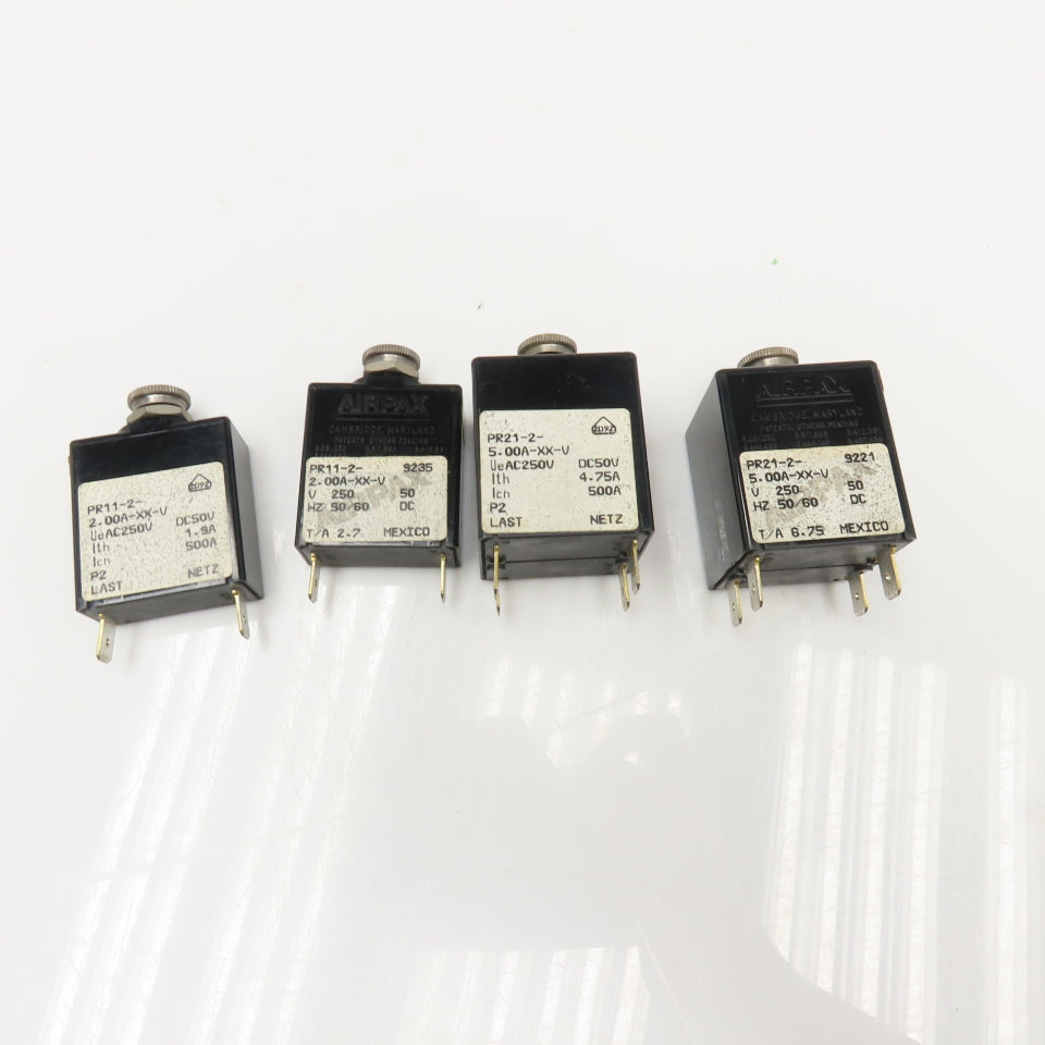 Airpax PR11-2 PR21-2 2 Amp 5 Amp Circuit Breaker 250VAC 50VDC Lot Of 4