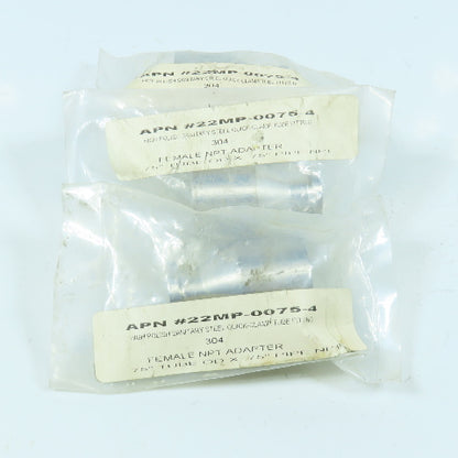 APN MC-22MP-0075-4 3/4" Tube x FNPT Adapter 304 Sanitary Stainless Steel Lot/3