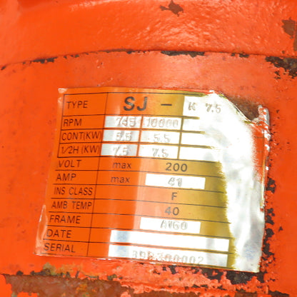 Mitsubishi SJ-K7.5 5.5kW 200V 10000RPM Spindle Motor Stator Rotor Only