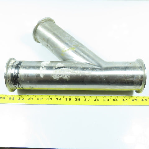 3" Stainless Steel Sanitary Lateral 45 Degree Wye Y 13" OAL