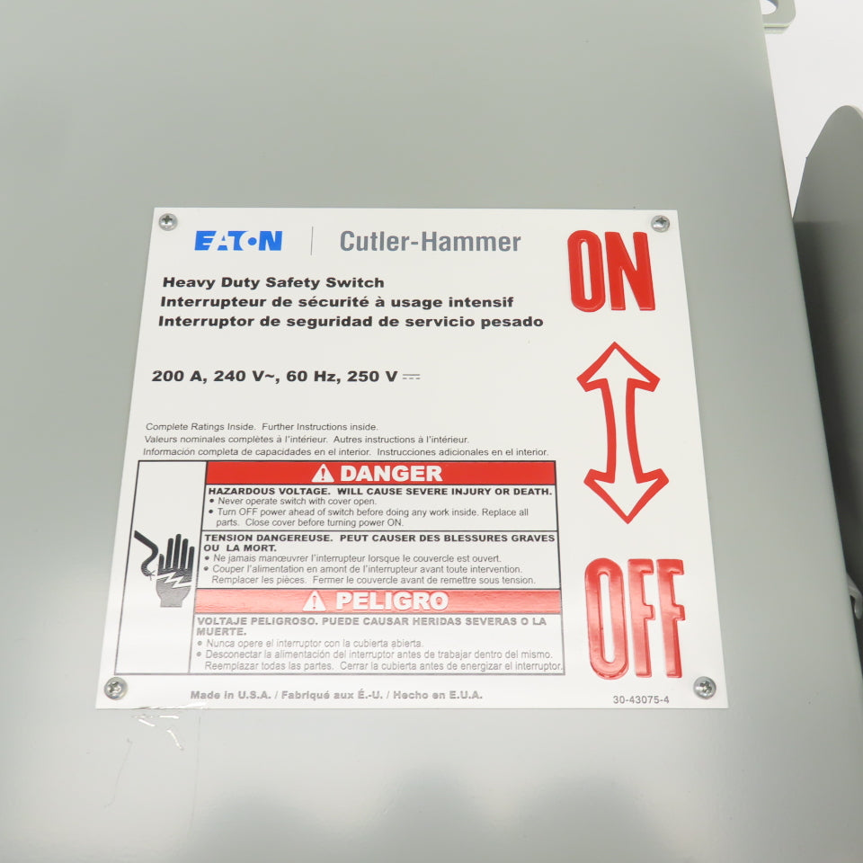 Eaton DH324NRK 200A Heavy Duty Fusible Safety Disconnect Switch 120/240VAC 3REnc