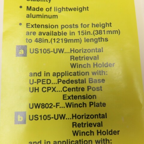 Uni-Hoist US105-UW Confined Space Horizontal Retriever Winch Holder Bracket