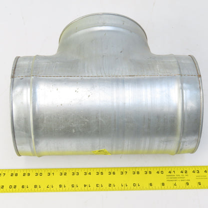 Size 8 Galvanized Steel 24 Gauge Tee Connector Spiral Duct Fitting 7-7/8" OD