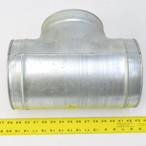 Size 8 Galvanized Steel 24 Gauge Tee Connector Spiral Duct Fitting 7-7/8" OD