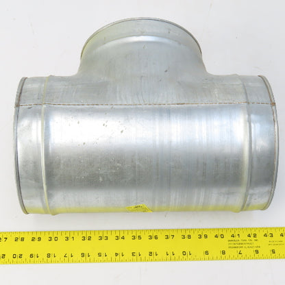 Size 8 Galvanized Steel 24 Gauge Tee Connector Spiral Duct Fitting 7-7/8" OD