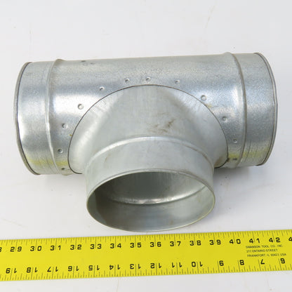 Size 6 Galvanized Steel 24 Gauge Tee Connector Spiral Duct Fitting 5-7/8" OD