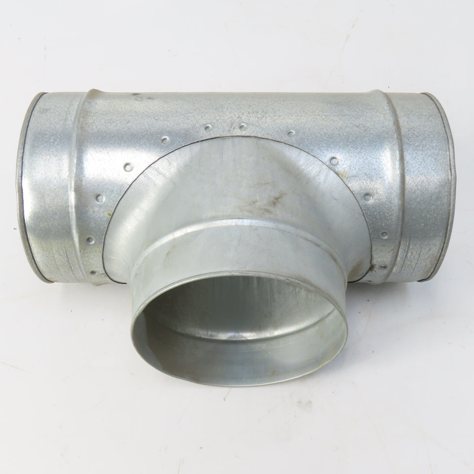 Size 6 Galvanized Steel 24 Gauge Tee Connector Spiral Duct Fitting 5-7/8" OD