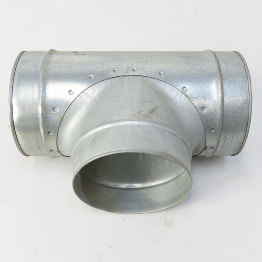 Size 6 Galvanized Steel 24 Gauge Tee Connector Spiral Duct Fitting 5-7/8" OD