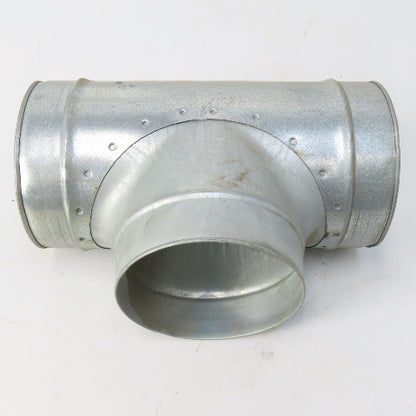 Size 6 Galvanized Steel 24 Gauge Tee Connector Spiral Duct Fitting 5-7/8" OD