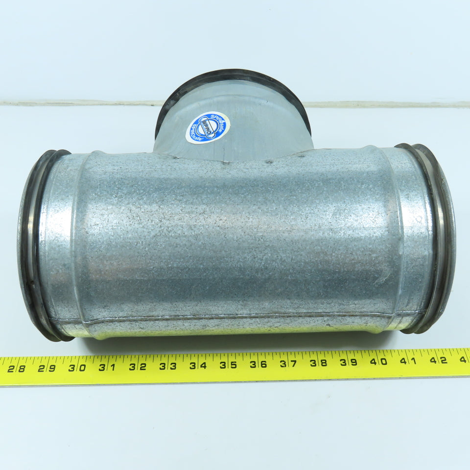 Size 6 Spirosafe 24 Gauge Tee Connector Spiral Duct Fitting 5-7/8" OD
