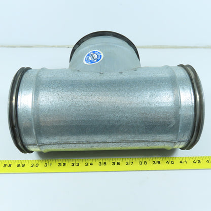 Size 6 Spirosafe 24 Gauge Tee Connector Spiral Duct Fitting 5-7/8" OD