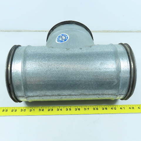 Size 6 Spirosafe 24 Gauge Tee Connector Spiral Duct Fitting 5-7/8" OD