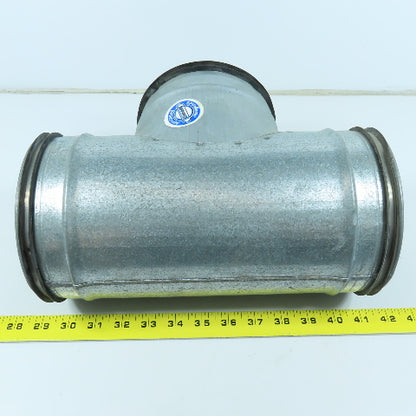Size 6 Spirosafe 24 Gauge Tee Connector Spiral Duct Fitting 5-7/8" OD