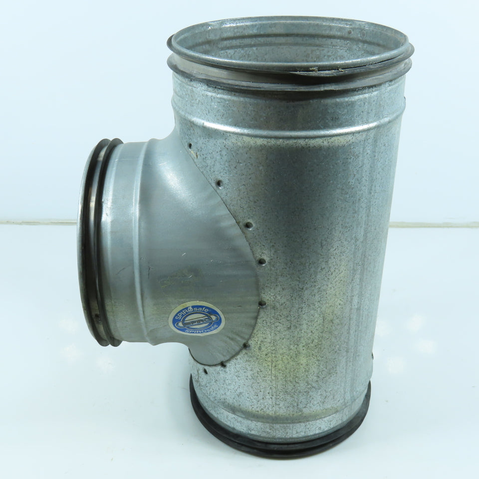 Size 6 Spirosafe 24 Gauge Tee Connector Spiral Duct Fitting 5-7/8" OD