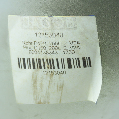 Jacob 12153040 150mm ID x 200mm OAL Stainless Steel Flanged Quick Connect Tube