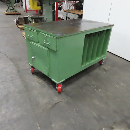 Pollard 36" x 60" Long 1" Thick Steel Top Rolling Testing QC Lab Workbench