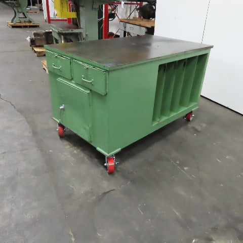 Pollard 36" x 60" Long 1" Thick Steel Top Rolling Testing QC Lab Workbench