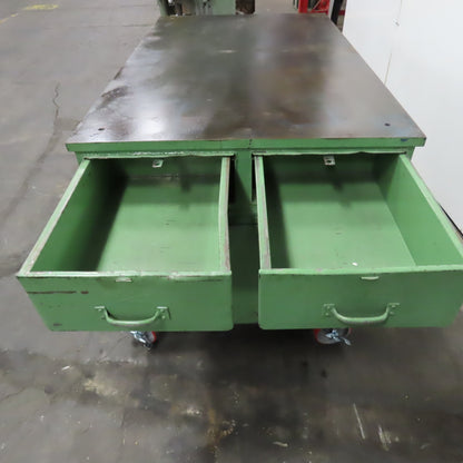 Pollard 36" x 60" Long 1" Thick Steel Top Rolling Testing QC Lab Workbench