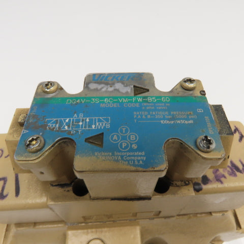 Vickers DG4V-3S-6C-VM-FW-B5-60 4/3 Float Center Hydraulic Pilot Valve 120V