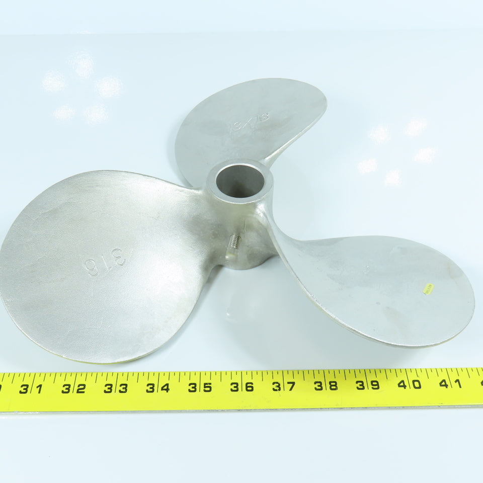 13" x 13" 316 Stainless Steel 3 Blade Left Hand Mixing Propeller 1-1/4" Bore