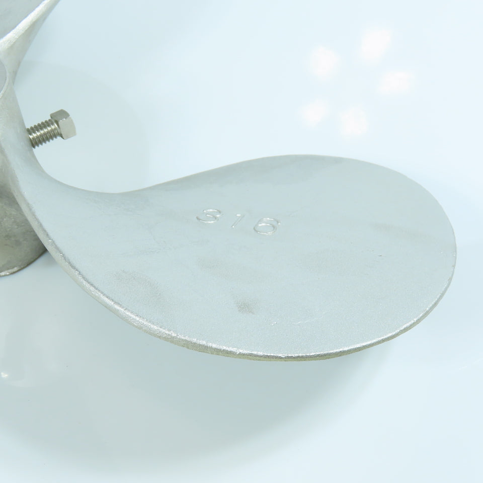 13" x 13" 316 Stainless Steel 3 Blade Left Hand Mixing Propeller 1-1/4" Bore