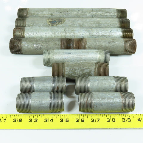 Misc. 1" MNPT Galvanized Malleable Iron 3" To 10" Nipple Lot of 11