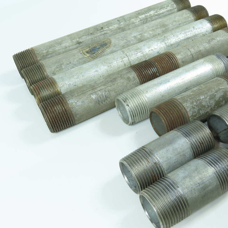 Misc. 1" MNPT Galvanized Malleable Iron 3" To 10" Nipple Lot of 11
