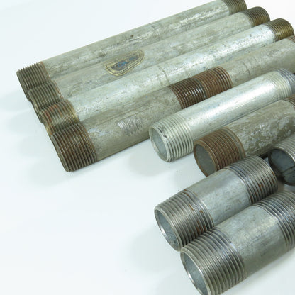 Misc. 1" MNPT Galvanized Malleable Iron 3" To 10" Nipple Lot of 11