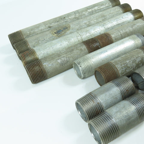 Misc. 1" MNPT Galvanized Malleable Iron 3" To 10" Nipple Lot of 11