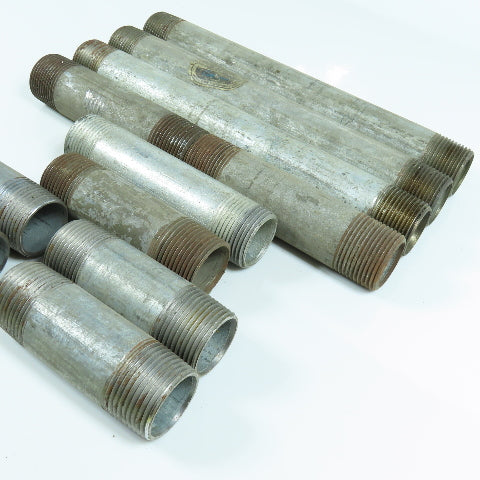 Misc. 1" MNPT Galvanized Malleable Iron 3" To 10" Nipple Lot of 11