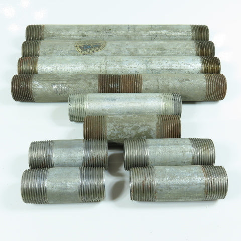 Misc. 1" MNPT Galvanized Malleable Iron 3" To 10" Nipple Lot of 11