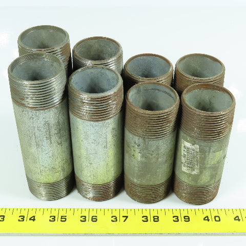 Misc. 1-1/4" MNPT Galvanized Malleable Iron 4", 4-1/2", 5" Nipple Lot of 8