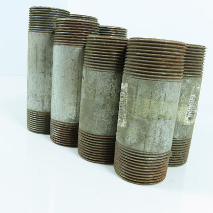 Misc. 1-1/4" MNPT Galvanized Malleable Iron 4", 4-1/2", 5" Nipple Lot of 8