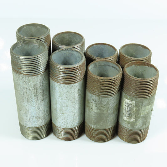 Misc. 1-1/4" MNPT Galvanized Malleable Iron 4", 4-1/2", 5" Nipple Lot of 8