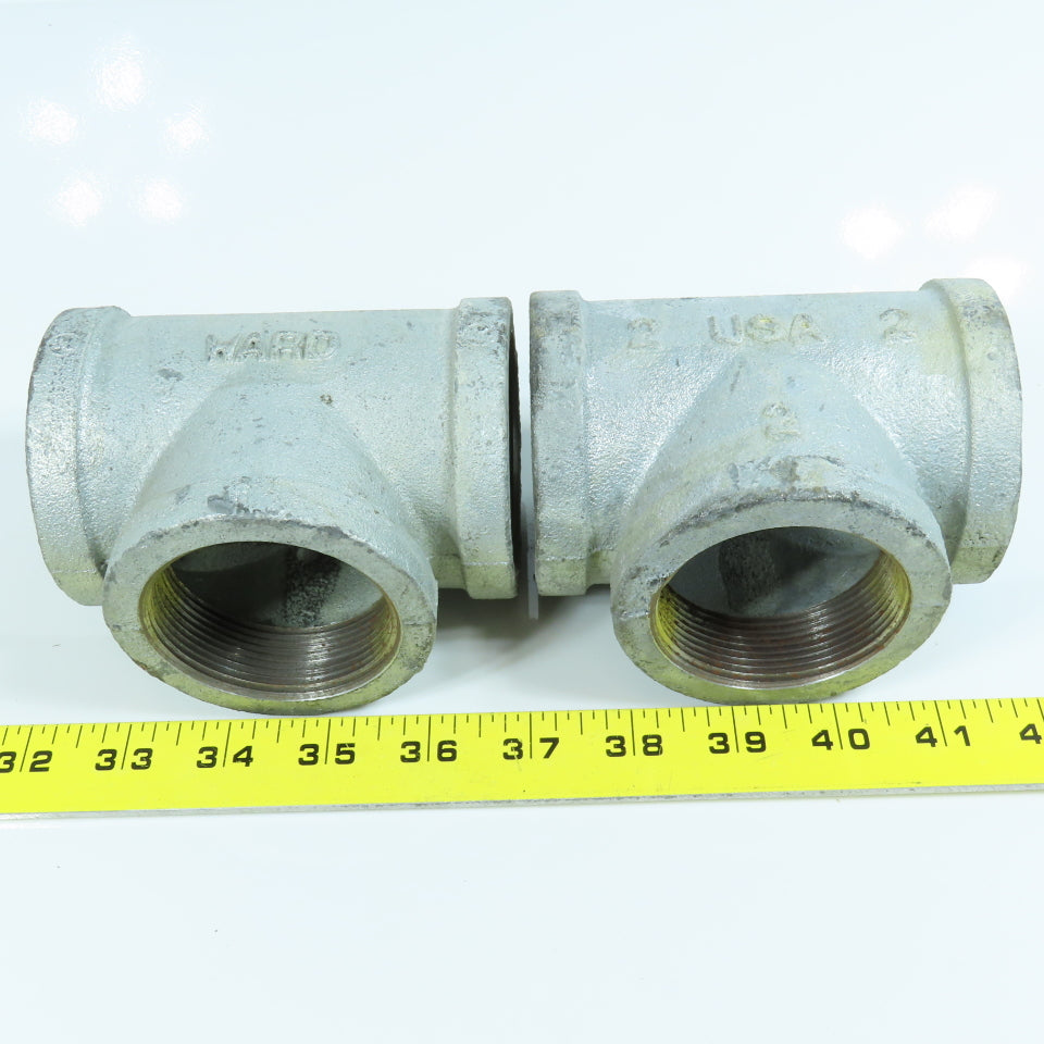 Ward 2" x 2" x 2" Galvanized Malleable Iron Pipe Tee Fitting Lot of 2