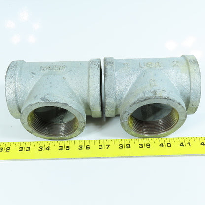 Ward 2" x 2" x 2" Galvanized Malleable Iron Pipe Tee Fitting Lot of 2