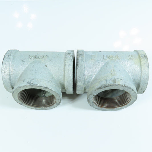 Ward 2" x 2" x 2" Galvanized Malleable Iron Pipe Tee Fitting Lot of 2