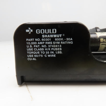 Gould Shawmut 60301 600V 30A Class H/K Single Pole Fuse Holder Lot Of 3