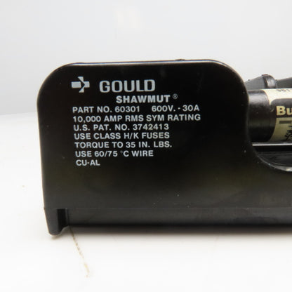Gould Shawmut 60301 600V 30A Class H/K Single Pole Fuse Holder Lot Of 3