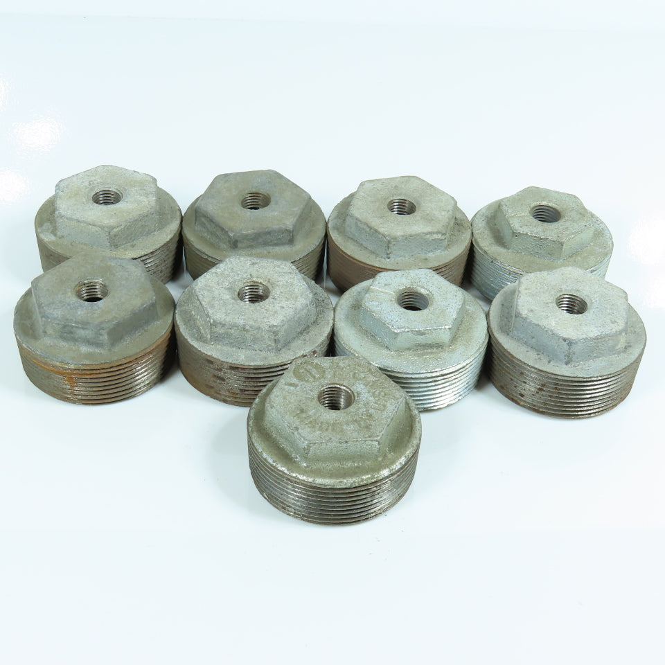 2" x 1/4" MNPT x FNPT Galvanized Malleable Iron Reducing Coupling Fitting Lot/9