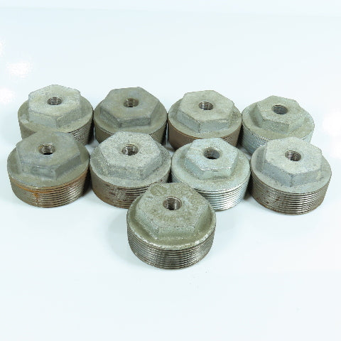 2" x 1/4" MNPT x FNPT Galvanized Malleable Iron Reducing Coupling Fitting Lot/9